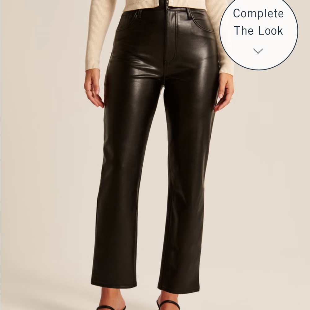 Abercrombie Ultra High Rise Straight leg vegan leather curve love